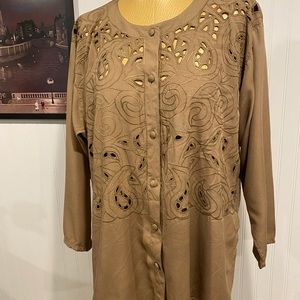 Cafe Au lait color cut work blouse size L